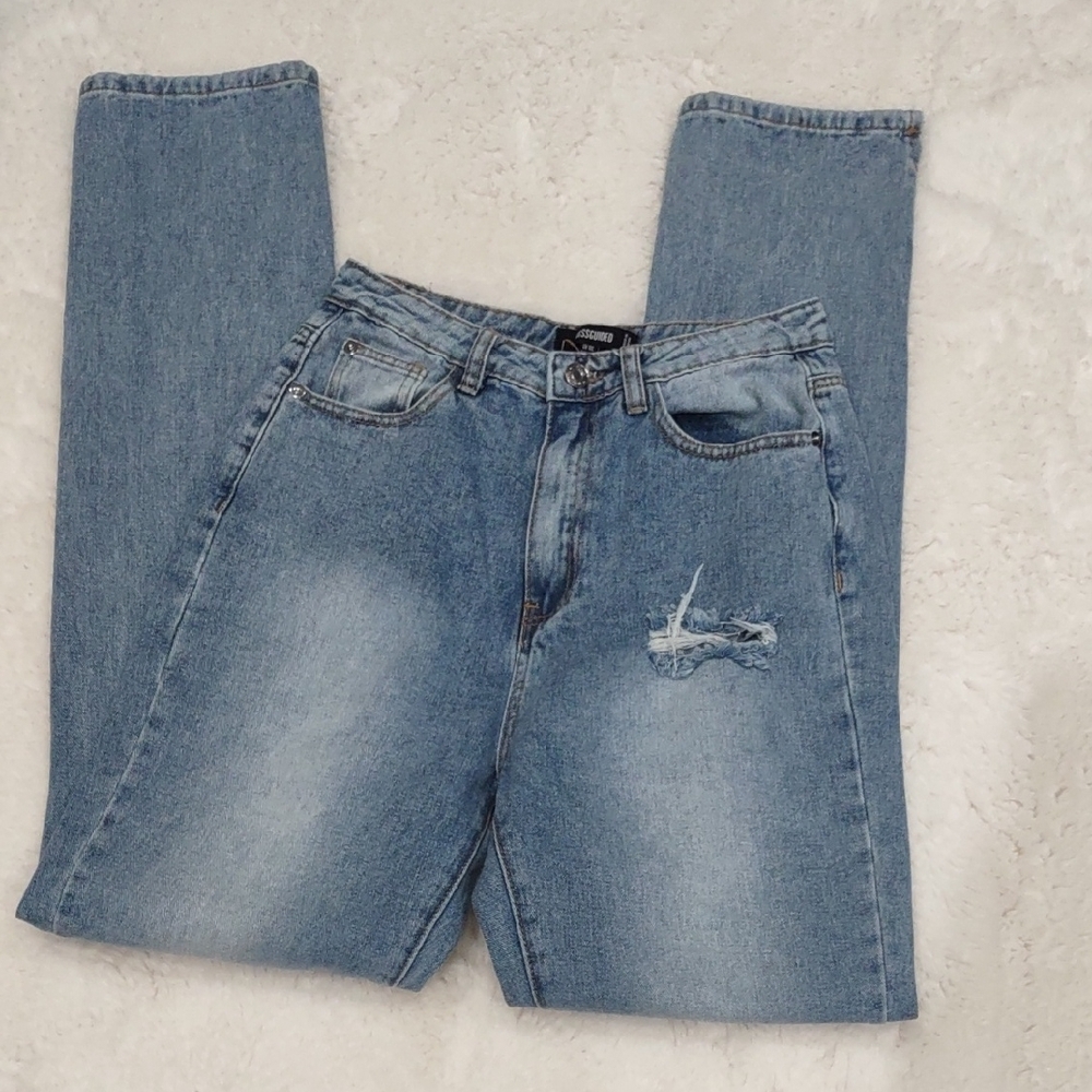 MISSGUIDED Classic Blue Distressed Women's Jeans - Picture 14 of 17